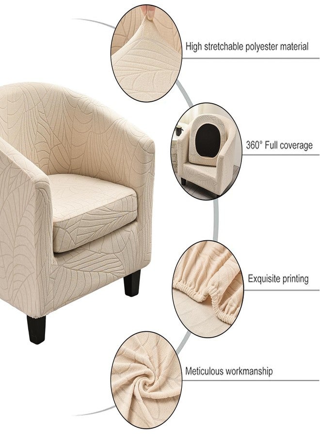NILUOH Club Chair Slipcover 2 Piece Soft Stretch Tub Chair Cover Barrel Chair Covers Armchair Covers Spandex Couch Covers Furniture Protector for Bar Counter Living Room,Jacquard Beige - Image 2